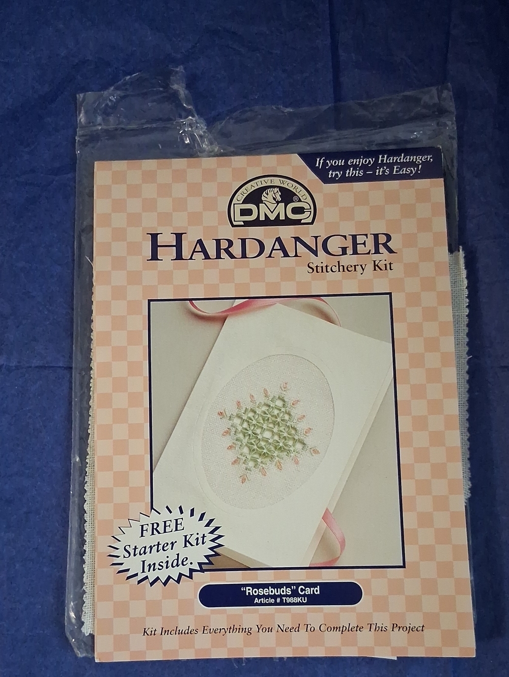 DMC Hardanger Stitchery Kit - Pink & Cream  Embroidery Kit